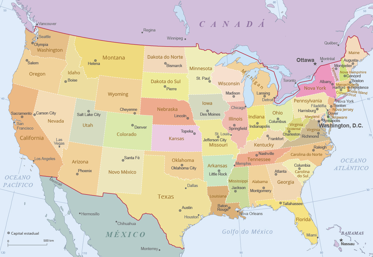 Mapa Politico Do Estados Unidos Od America Eua Mapa Preto Liso Simples Images