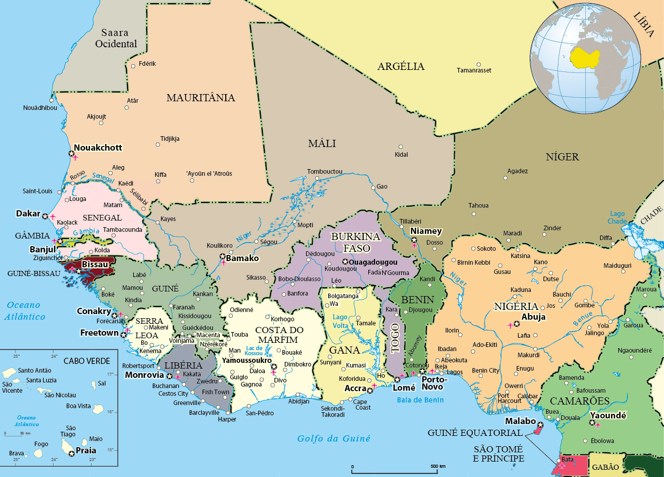 Oeste Africa mapa