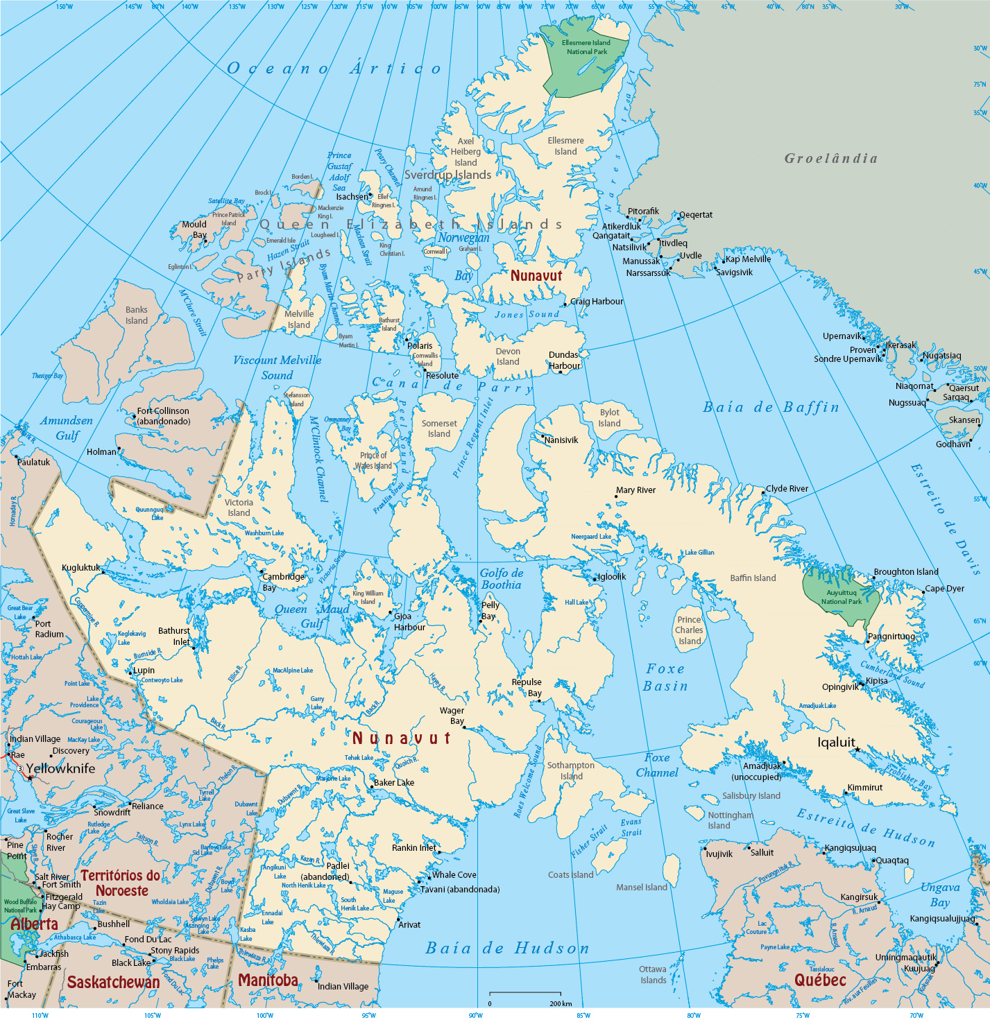 Mapa Nunavut