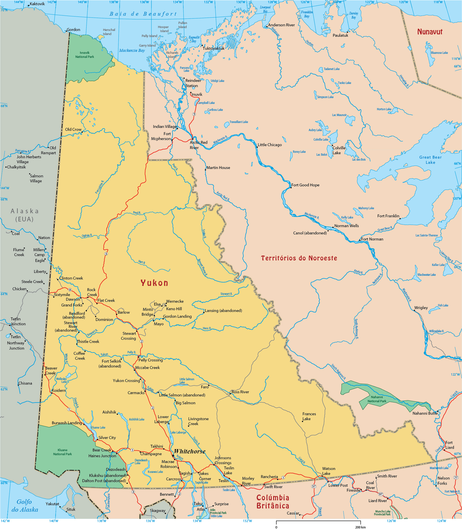 Mapa Yukon