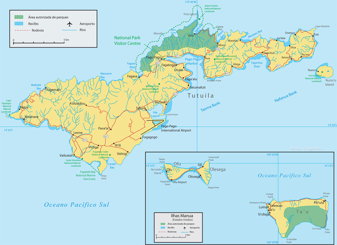 Mapa Samoa Americana