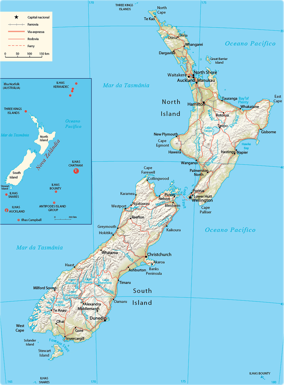 Mapa Nova Zelandia