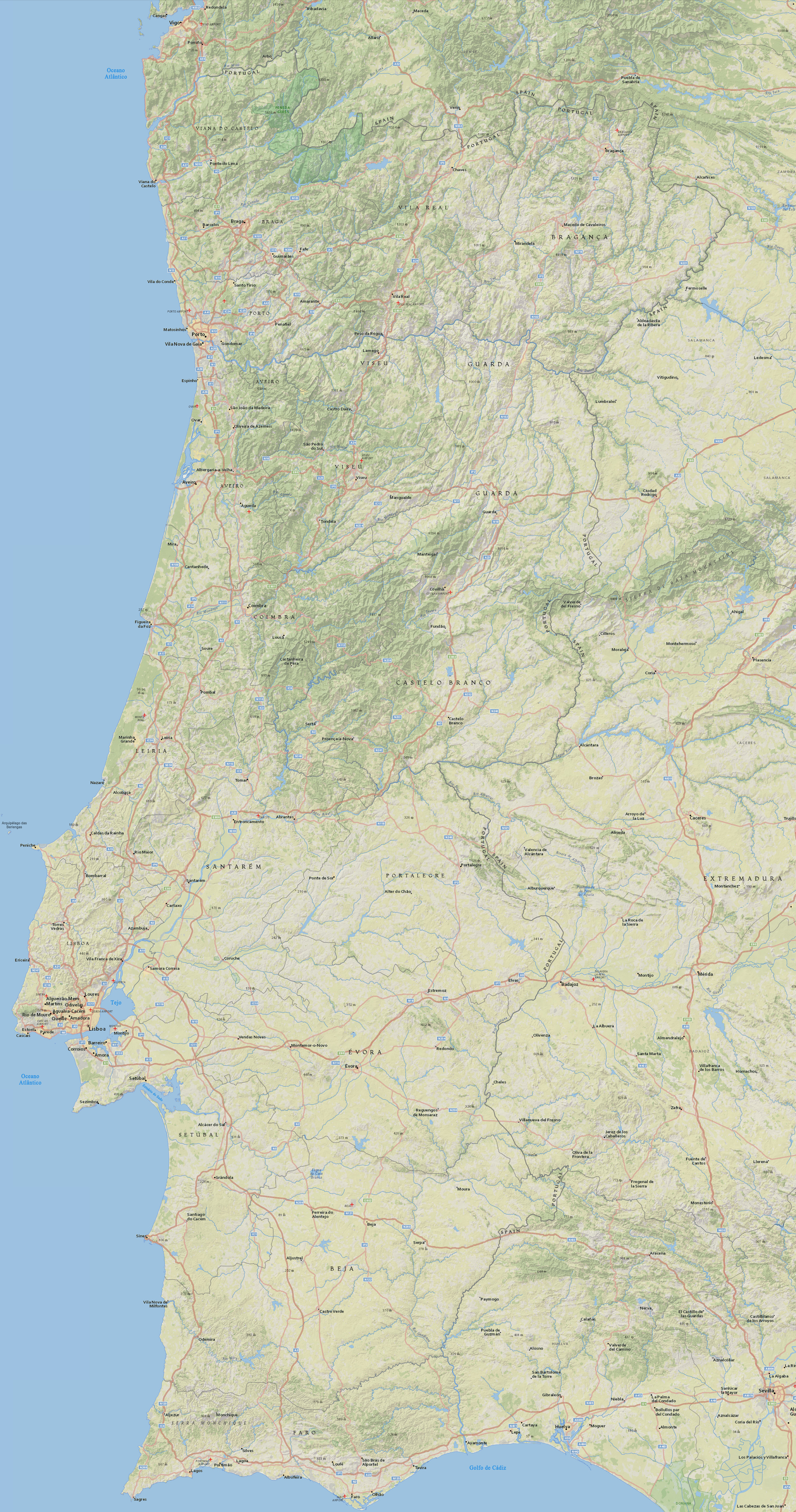 Mapa Físico Portugal